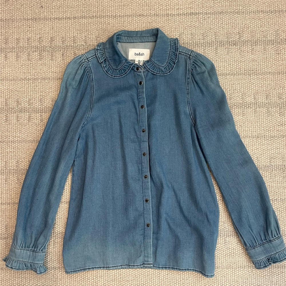Ba&sh denim blouse w Peter Pan collar